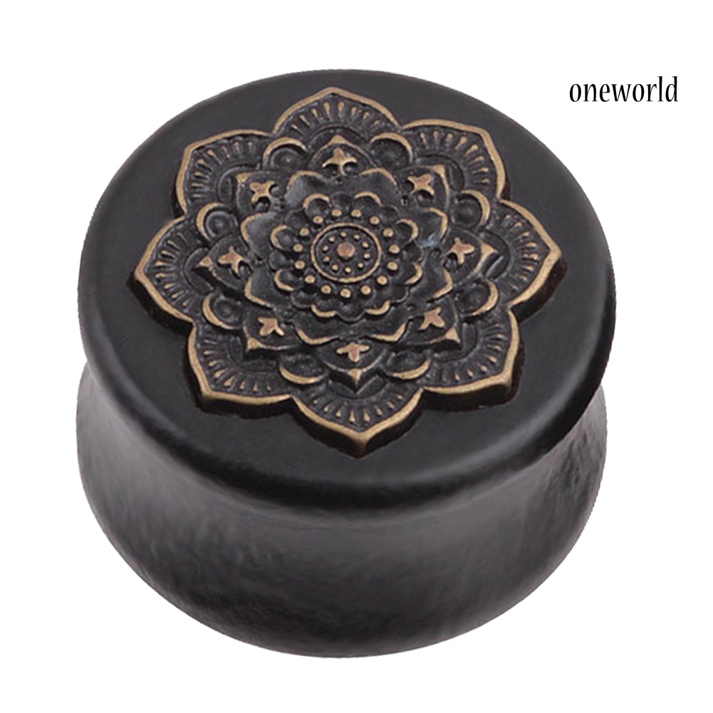 OW@ 1Pc Vintage Lady Mandala Flower Double Flared Ear Expander Plug Piercing Jewelry