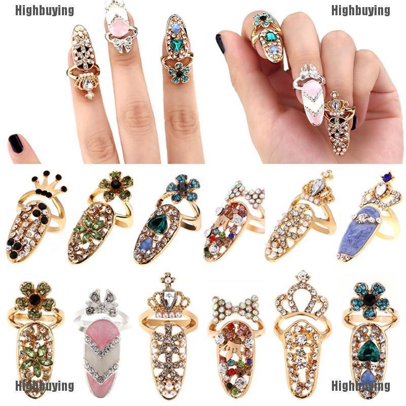 Hiasan Kuku Bentuk Mahkota / Pita / Bunga Kristal Untuk Nail Art