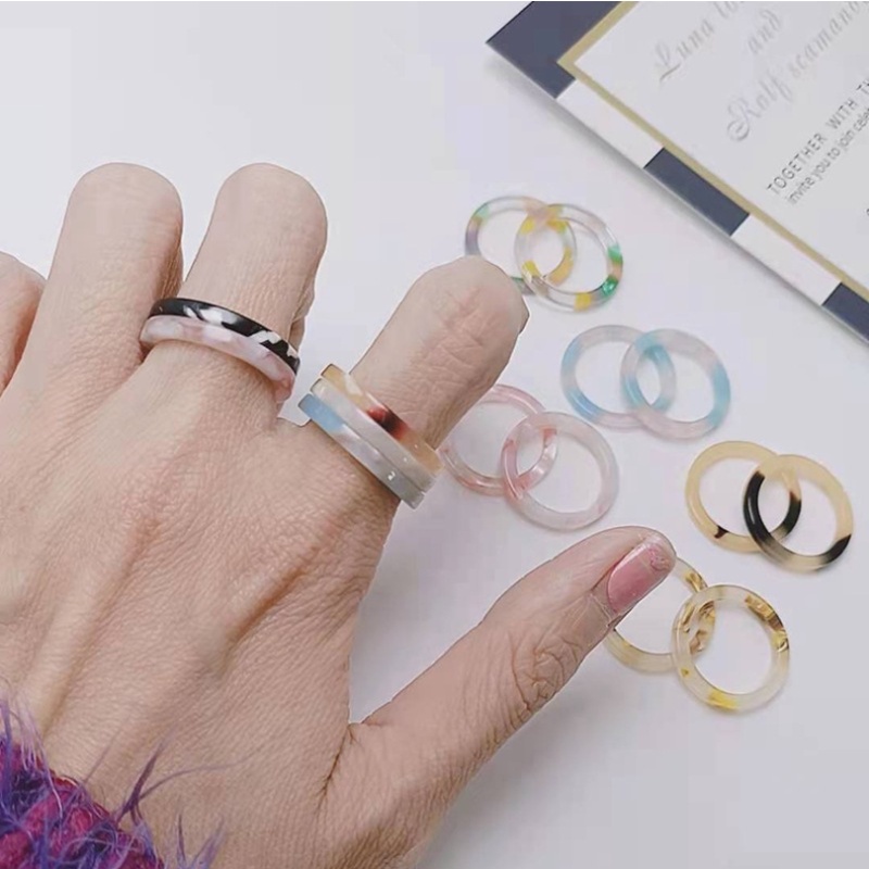 Magic789 Korean Colorful Transparent Resin Acrylic Ring Chic Fashion Finger Jewelry