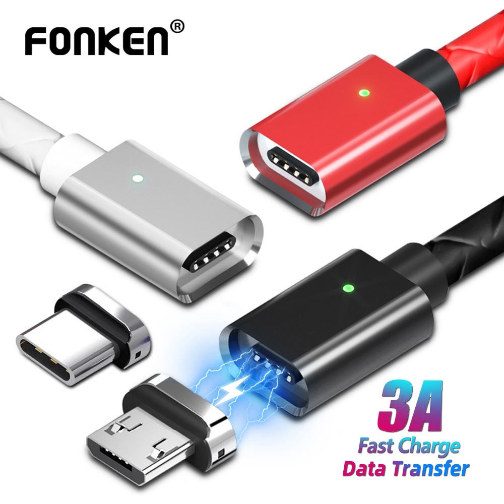

FONKEN Magnetic Cable 3A Type C Charging Phone Cable Quick Charge Cable for HuaweiSamsung Data Cable