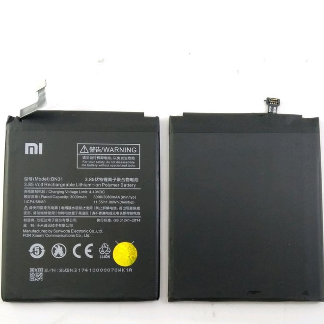 BATERAI - BATTERY - BATRE XIAOMI MI5X - REDMI S2 - REDMI NOTE 5A - 5A PRIME - BN-31 ORIGINAL 100 PER