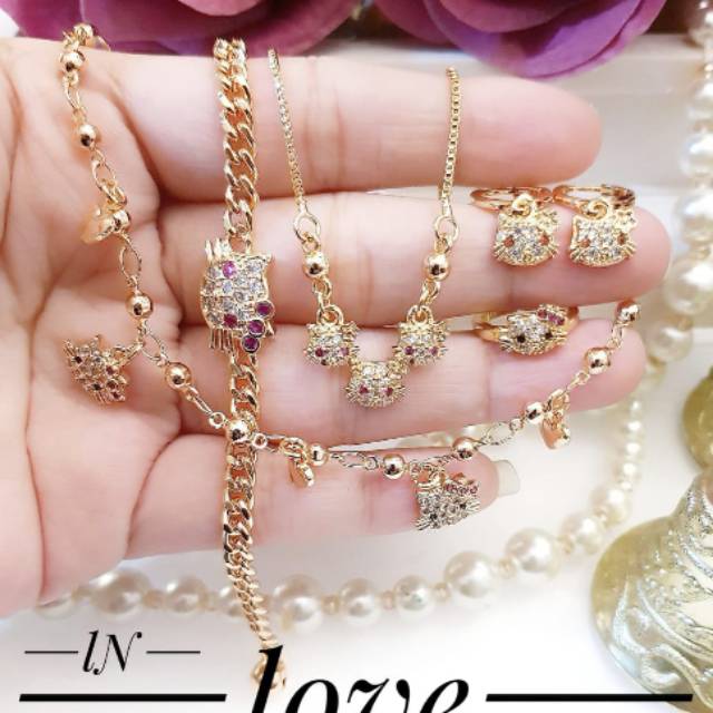 Xuping set perhiasan anak lapis emas 18k 2105i