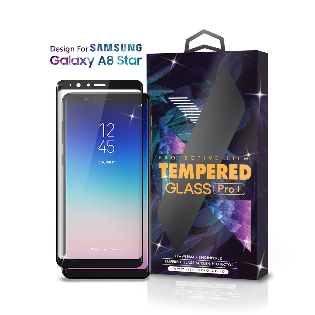 Tempered Glass Samsung Galaxy A8 Star Full Cover Black