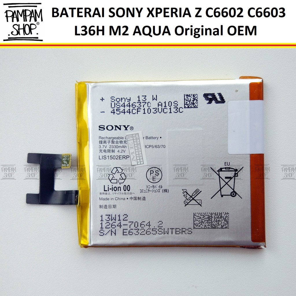 Baterai Sony Xperia Z C6602 C6603 L36H M2 AQUA LIS1502ERPC Original OEM Batrai Batre LIS1502 ERPC