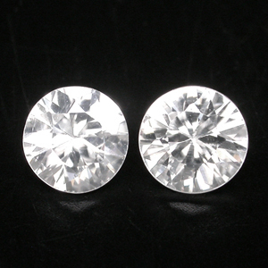 Pair 1.94 Ct tcw Natural White Color Round Diamond Cut 5.5 mm ZIRCON ZN007