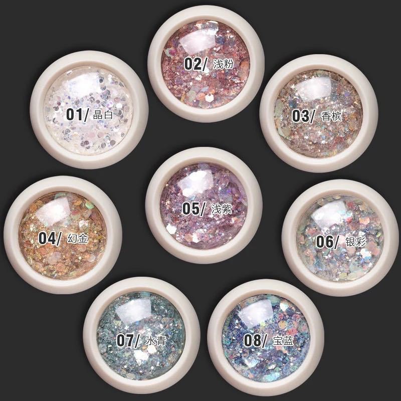 (BAYAR DI TEMPAT) 8 Box Glitter Nail Art / Sparkling Sequin Flakes Glitter Powder Nail Art