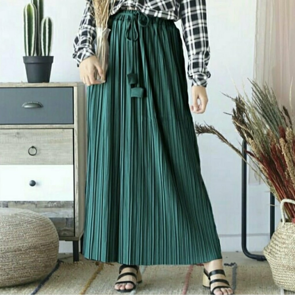 [BISA COD] Rok Plisket Tali Pita / Rok Plisket Premium Import / Pleated Skirt Tali Lonceng