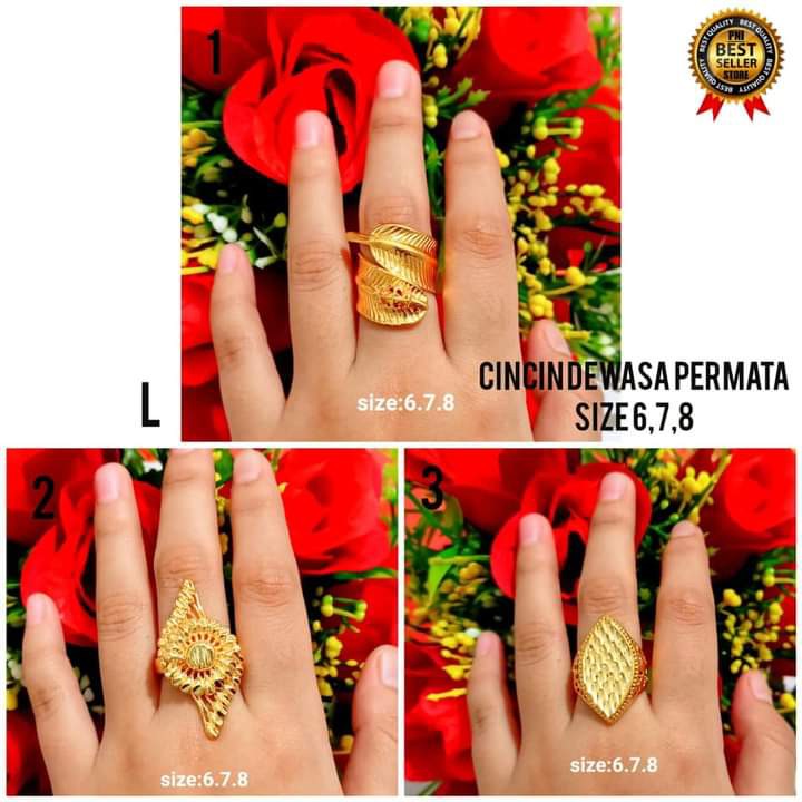 Cincin Dewasa Polos Dubai Perhiasan Wanita Gold Modern (COD)