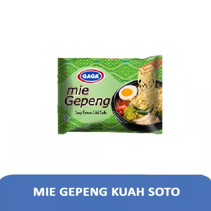 

Gaga Mie Gepeng Soto Cabe Hijau 67 gr - Gaga Mi Gepeng Soto Cabai Hijau 67 gr