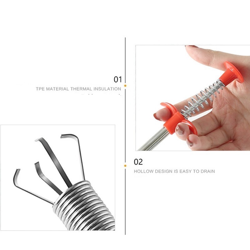 60/90cm Drain Snake/ Spring Pipe Dredging Tools for Kitchen Sink，Sewer