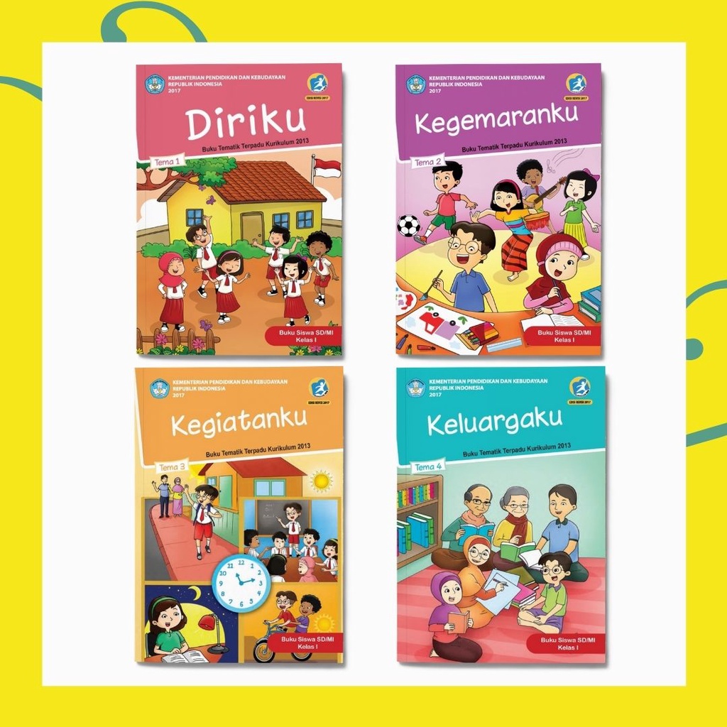 Paket Buku Tematik SD Kelas 1 Semester 1 Kurikulum 2013 Terbaru (1 Paket 4 Buku)