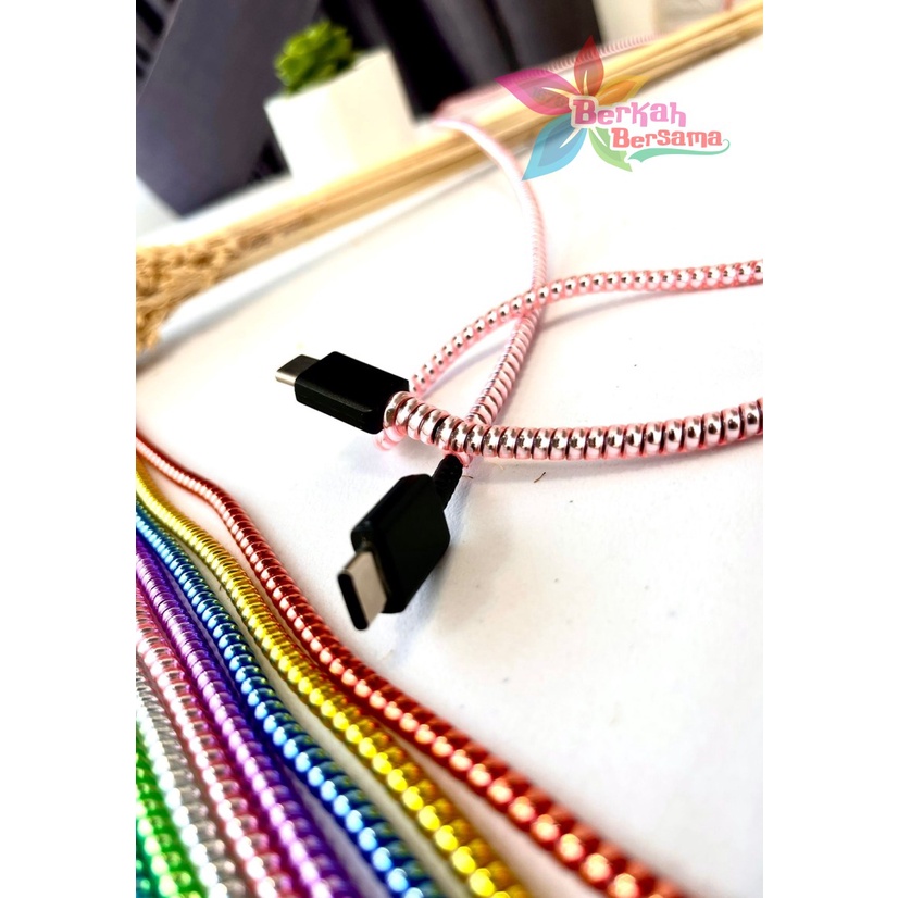 RT94 Pelilit Kabel Spiral Warna Metalic Pelindung Cable Hp Charger Universal Cord Protector solid Color glossy BB6406