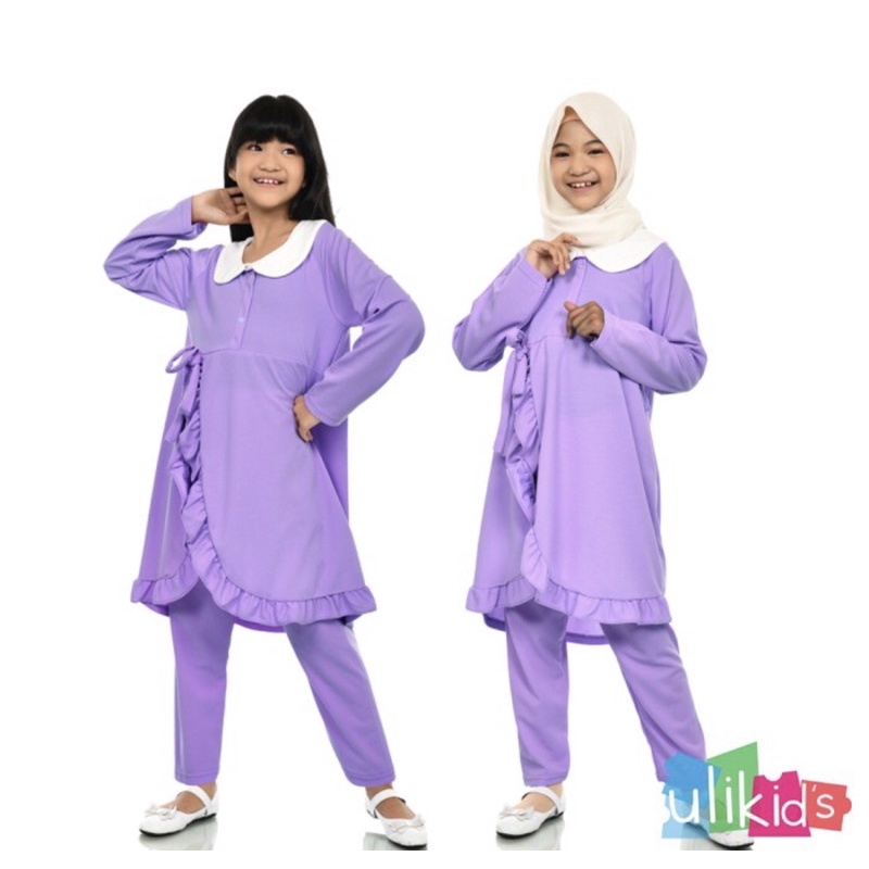 Set Gamis Tunik Ulikids Setelan Muslim Anak Perempuan Babydoll