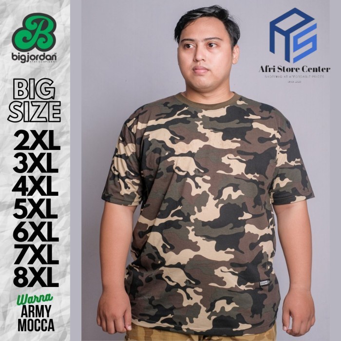 kaos army pria jumbo / t-shirt camo big size / baju loreng BIG JORDAN - Army Mocca, 2XL