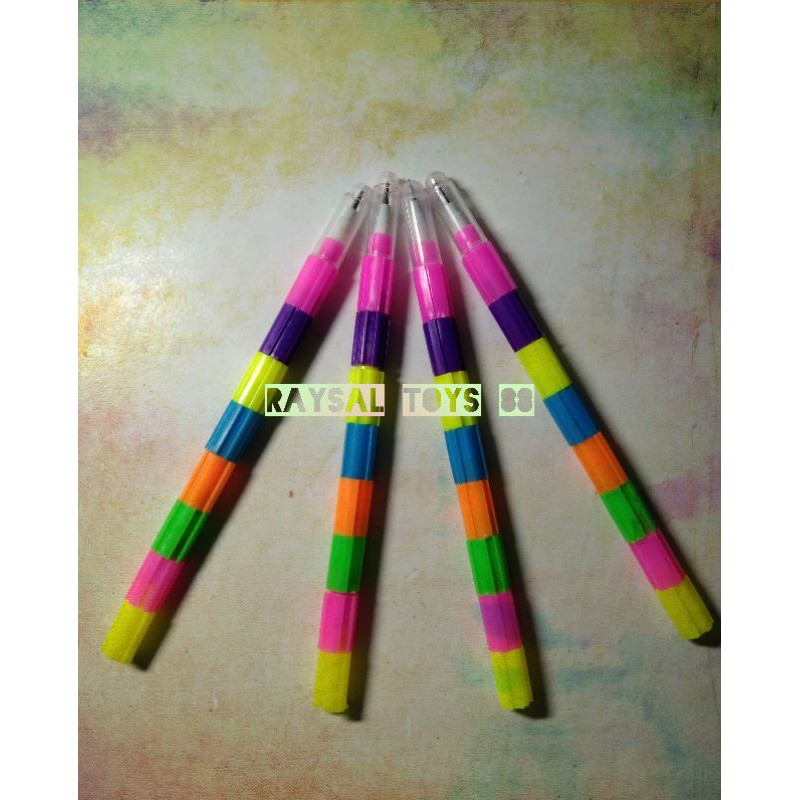 

Pensil pelangi / pensil susun Lego / pensil balok / pensil cabut isi 20