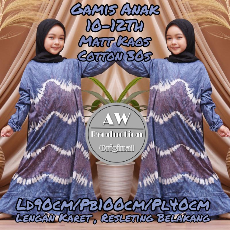 Dress Anak Perempuan Motif Tiedye 10-12 Th Katun Adem Baju Anak Karakter Lucu Cantik Murah Kekinian