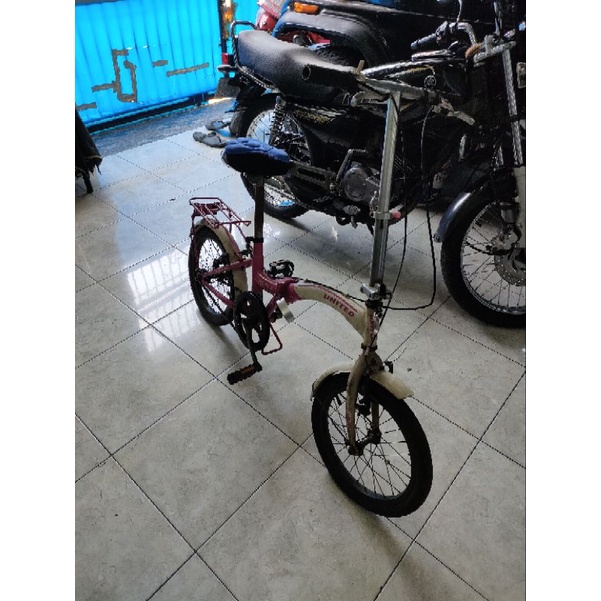 sepeda lipat united stylo 16 pink putih original bekas