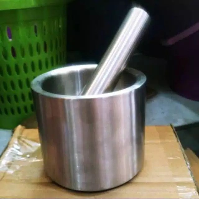 Cobek stainless mini petak penghalus obat atau cobekan bumbu dapur