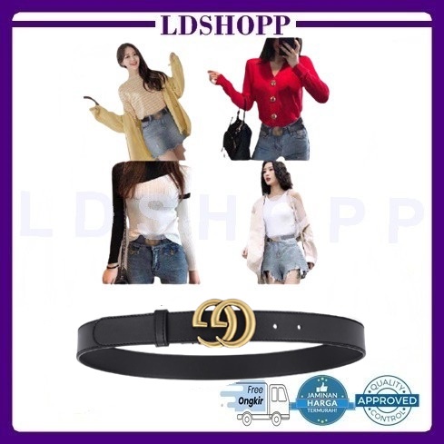 LDS Ikat Pinggang Double G Belt Tali Pinggang Wanita Fashion Buatan Polyurethane Import Murah