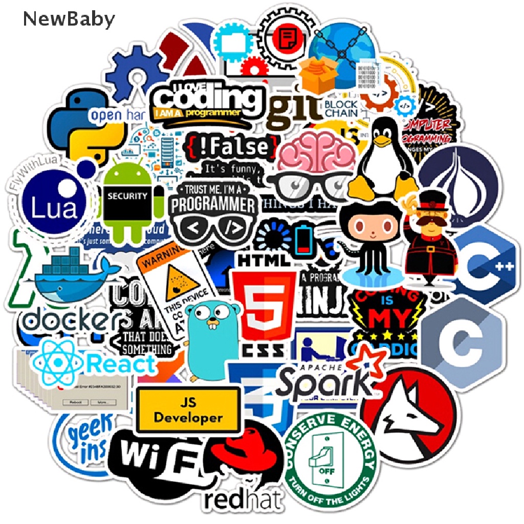 Newbaby 50 Pcs Sticker Decal Dekorasi Laptop Gitar DIY