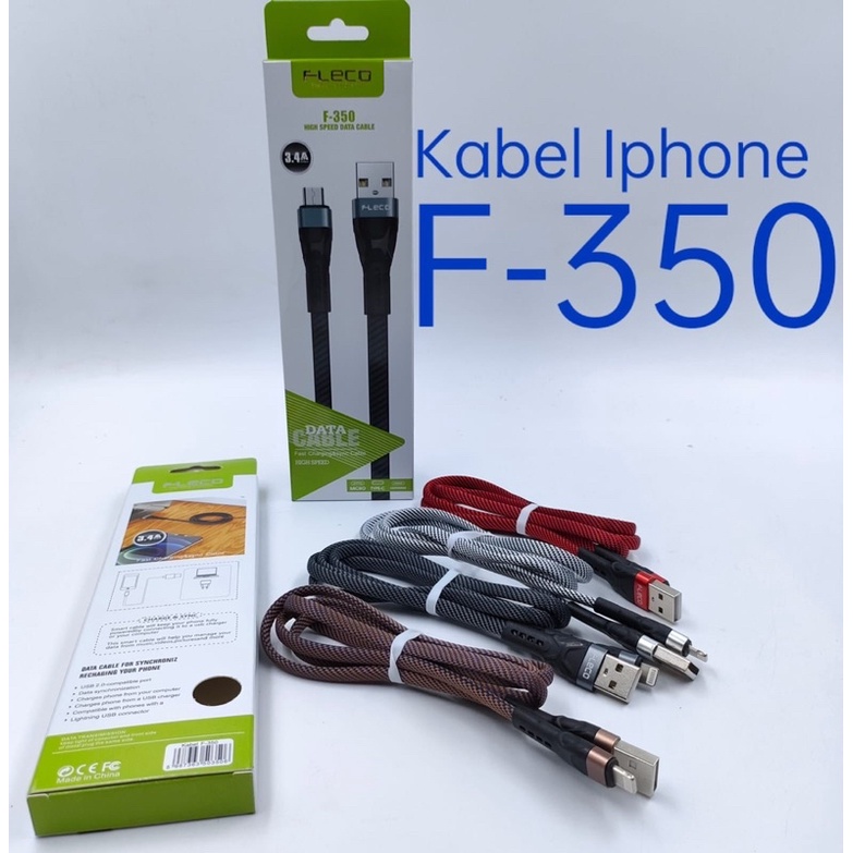 GROSIR KABEL DATA FLECO F350 ORIGINAL 3.4A MICRO TYPE C IPH MATERIAL BAHAN TERBAIK