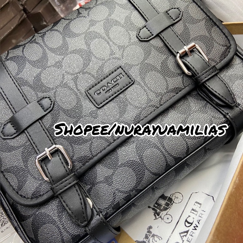 Tas selempang pria Coach free box import mirror tas slempang kantor pria branded