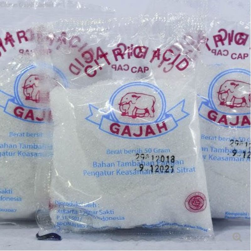 

Sitrun Citrun Cap Gajah 50gr 50 gram citric acid asam sitrat penjernih air pembersih penghilang pencuci penambah rasa pemutih