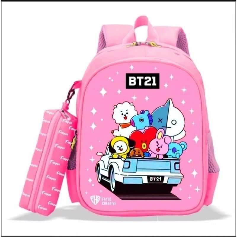 Tas Ransel Anak BT21 // Tas Ransel Anak perempuan Free Pouch