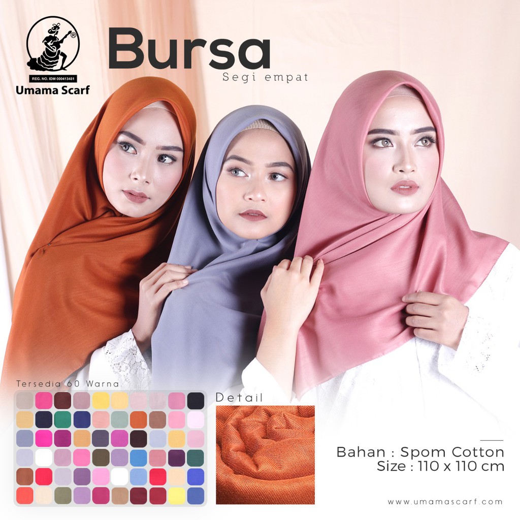 [BISA COD] Umama Kerudung / Hijab Voal Bursa Segiempat (Bisa Pilih Warna) - Part 1