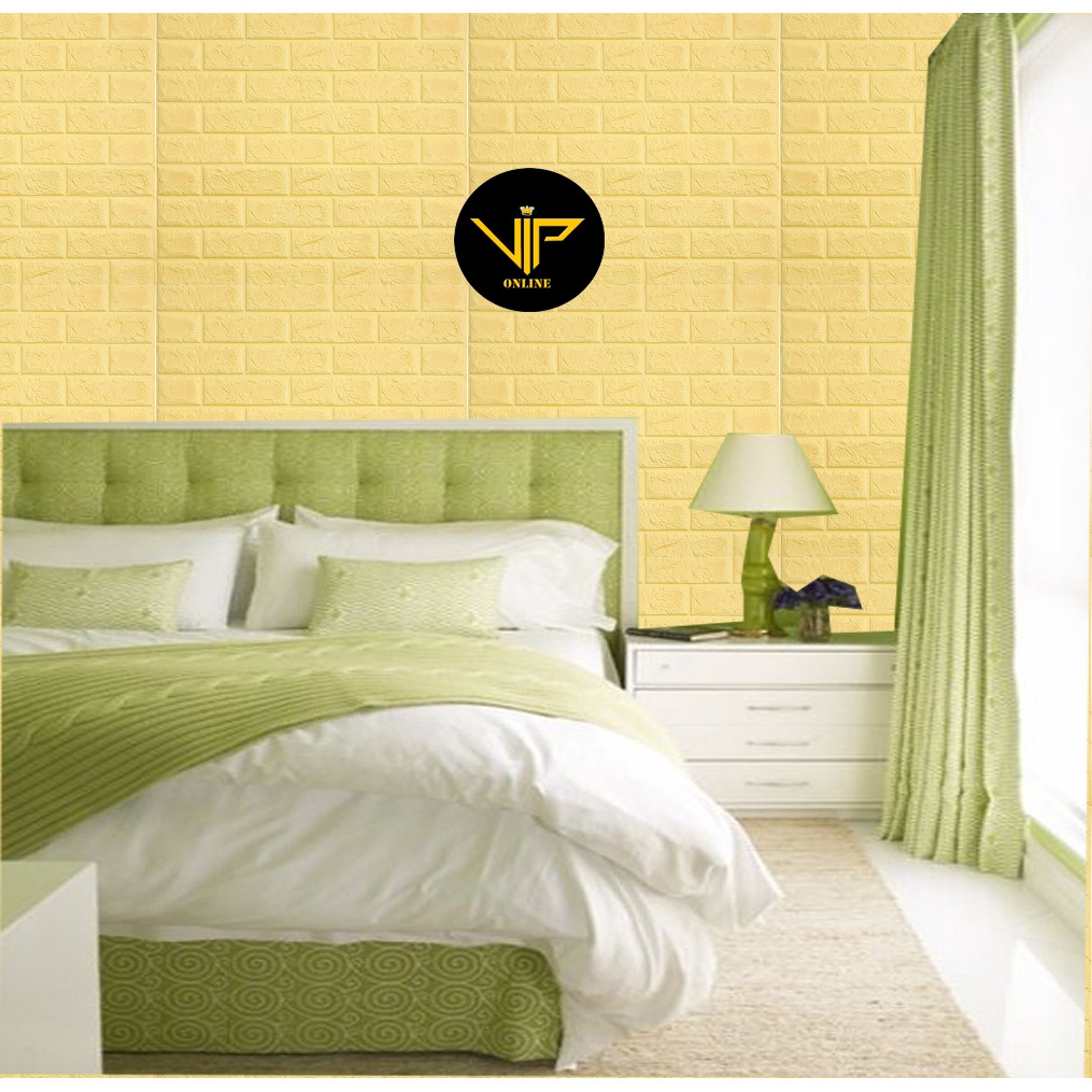 VIP Wallpaper Foam Bata Warna Cream Premium Wallpaper Sticker Tebal 3MM