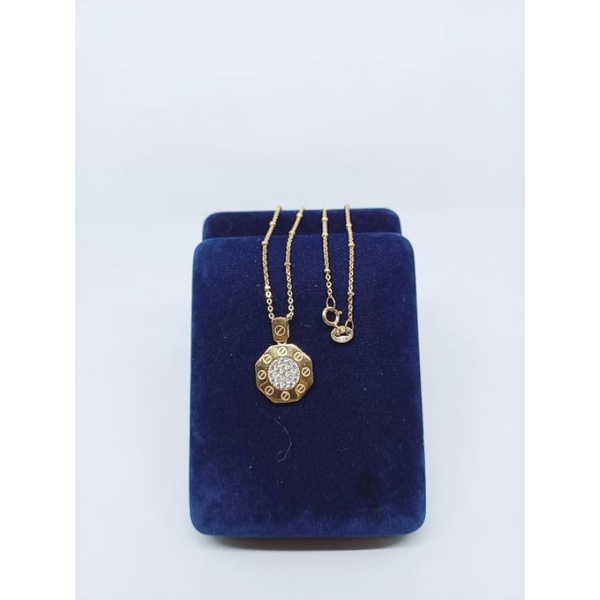 kalung perak 925 asli lapis emas/kalung nori jedar liontin cartier/kalung fashion wanita/