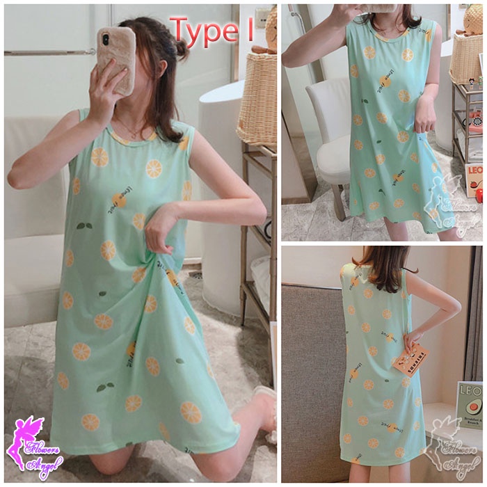 Daster Kaos Murah Tanpa Lengan Wanita Sexy Sleepwear-3
