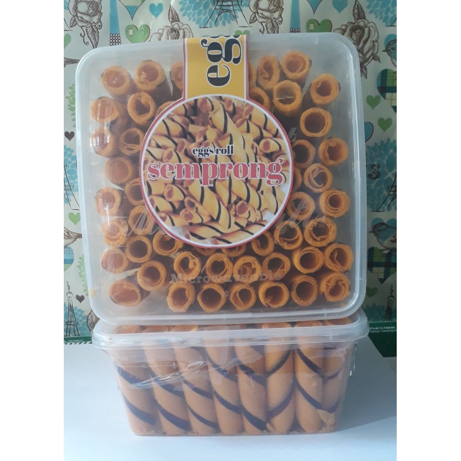 

KUE SEMPRONG BELANG KEMASAN BOX 1000 ML,EGGS ROLL SEMPRONG BELANG