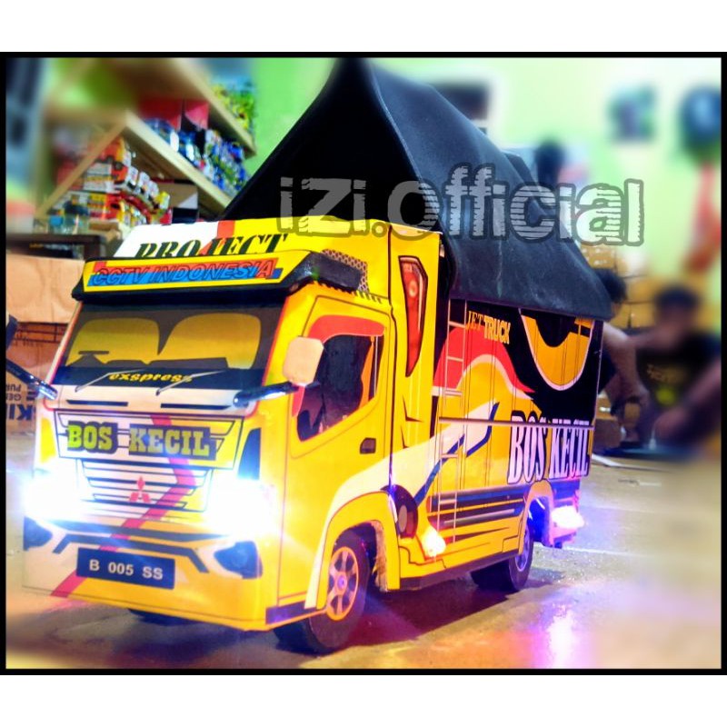 Miniatur Truk Bos Muda Dan Bos Kecil P-30 Dilengkapi dengan Lampu &amp; Terpal // Bisa Oleng