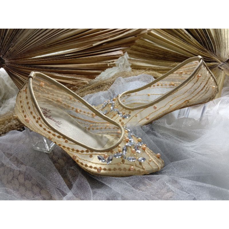 sepatu gold merrisa sepatu cantik wanita sepatu wedding