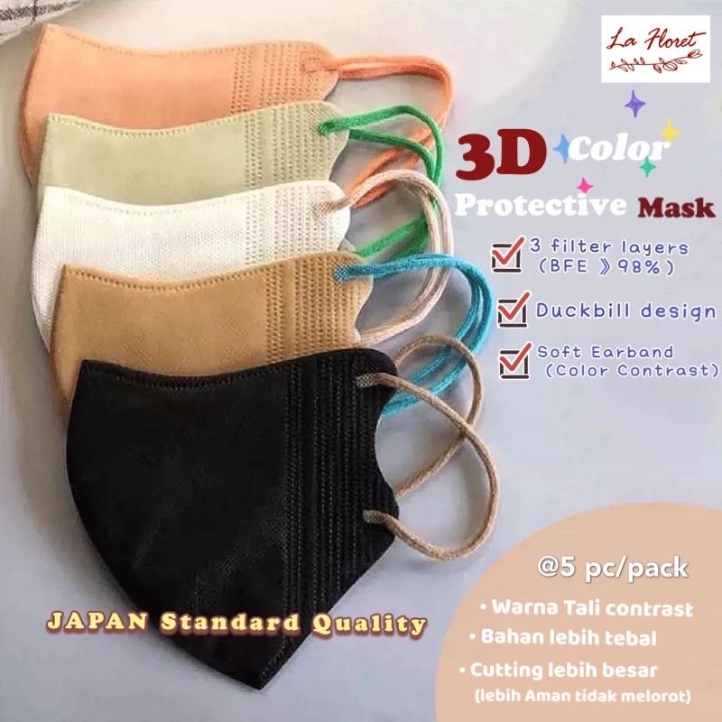 NEW 3D Duckbill Masker Japan Standard Warna tali kontras (bahan tebal cutting lebar) sangat nyaman d
