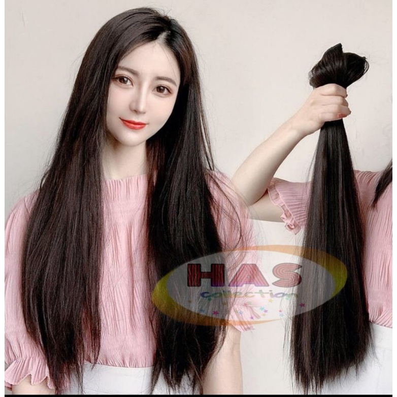 TERMURAH..Hair Clip Premium / Hair Clip Curly / Hair Clip Lurus Ponitail 1 Layer / Hair Clip korea Panjang 60 cm