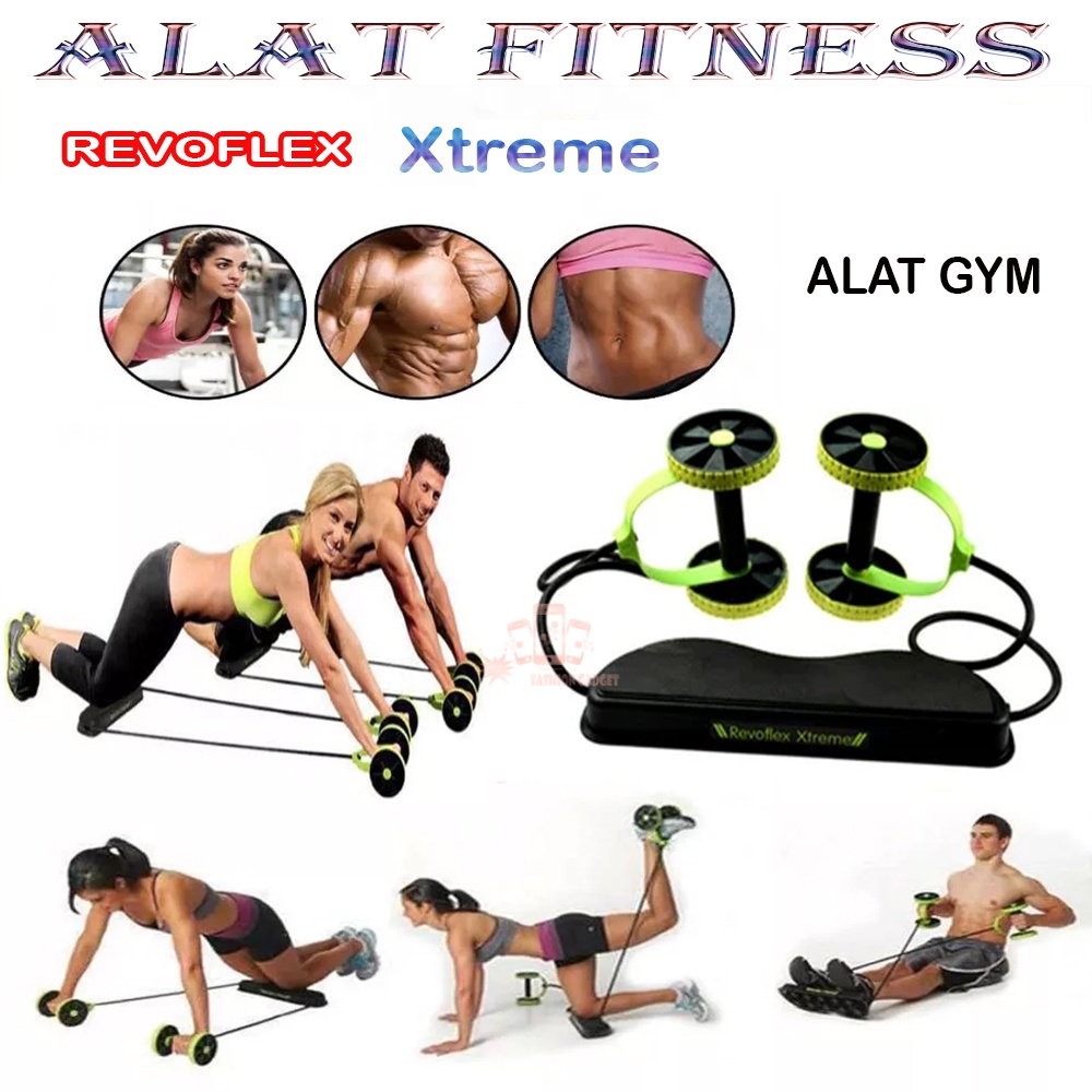 Alat Gym Revoflex Xtreme  Alat Fitness Fitness Portable LENGKAP 44 FUNGSI Alat Fitness Di Rumah Alat Gym Sixpack Alat Olahraga Push Up Sit Up Black