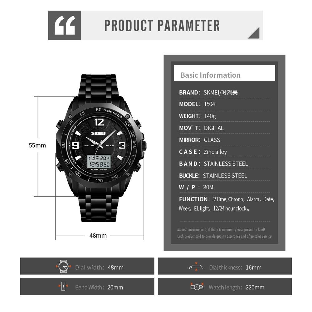 Jam Tangan Pria / SKMEI 1504 Analog Digital Men LED / Jam Tangan Analog Digital / SKMEI