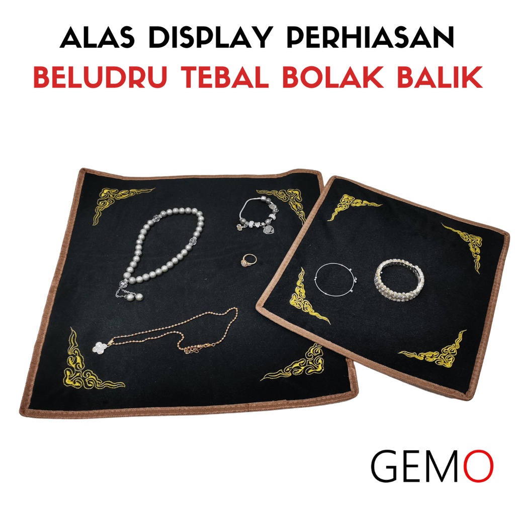 Alas Beludru Tebal Display Dudukan Perhiasan Set Mewah / Tempat Tatakan Alat Peraga Lucu Unik Murah untuk  Etalase Toko Emas Berlian / Perak Permata Berharga juga bisa untuk Box Seserahan Tunangan Nikah Kawin