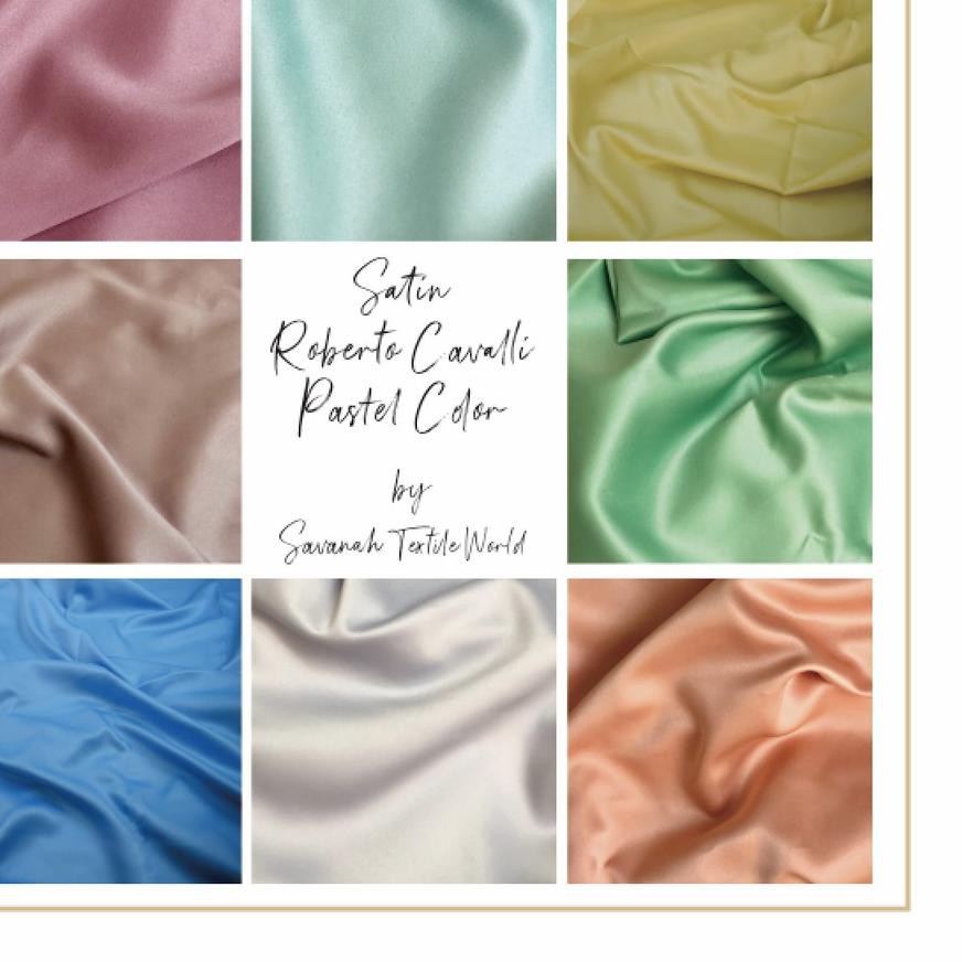 Diskon (jlf-1272) 1 meter Kain SATIN ROBERTO CAVALLI edisi PASTEL