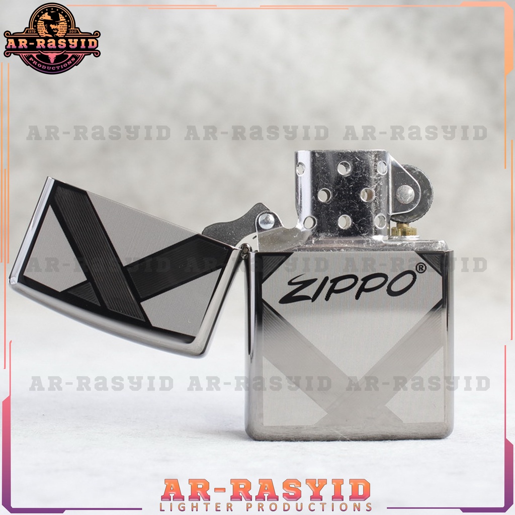 Korek Api Minyak Zippo Black Ice Hitam Light Logo 20969