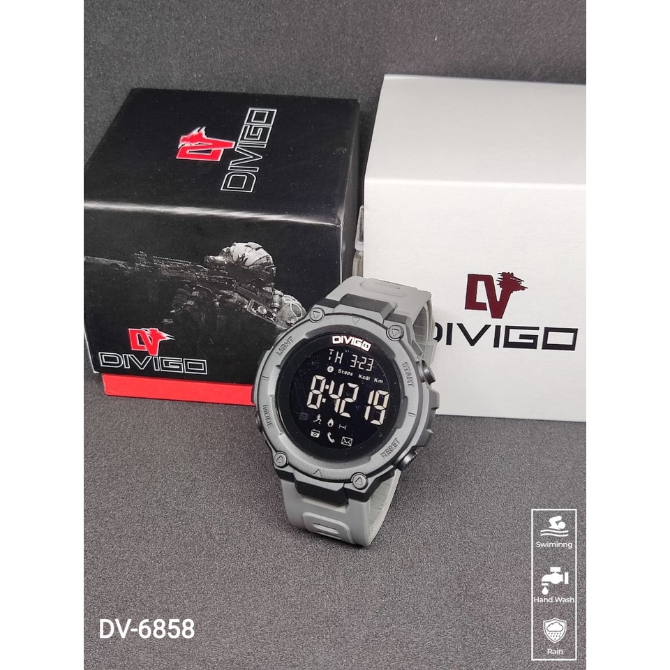 Jam Tangan Pria DIVIGO DV-6858 Original Digital Tahan Air Tali Rubber