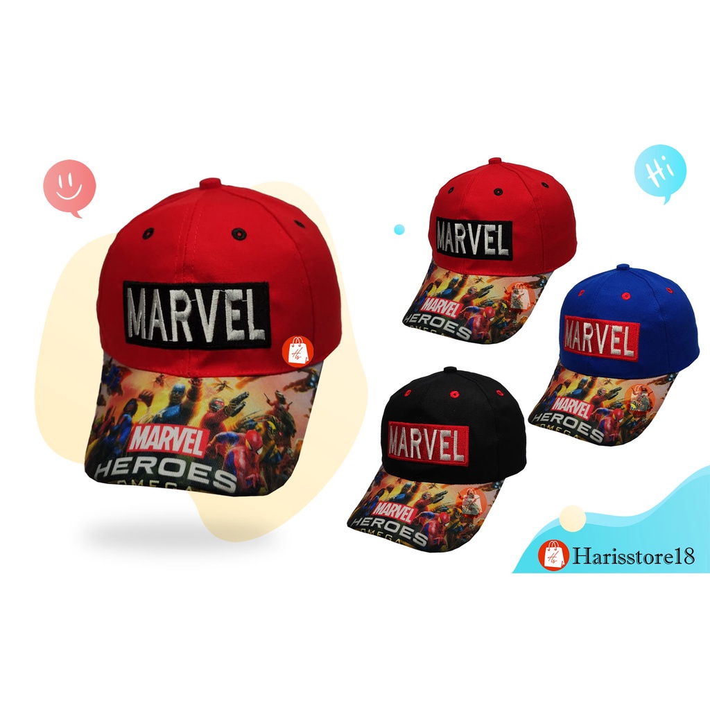 Topi  Anak Motif Marvel/ Topi Bordir Sublim Marvel / Topi Anak Bordir Marvel
