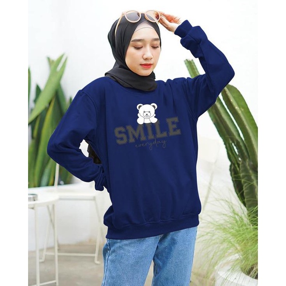 Kaos Lengan Panjang SMILE / Kaos Sweatshirt / Atasan Wanita / Atasan Wanita Lengan Panjang