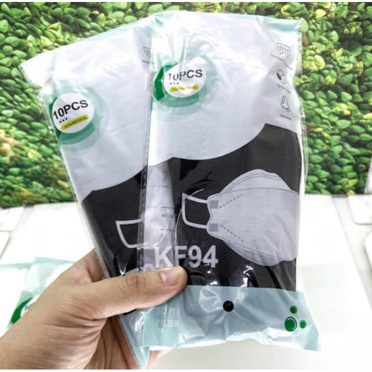 Masker KF94 putih dan hitam isi 10 pcs Anti Debu &amp; Virus