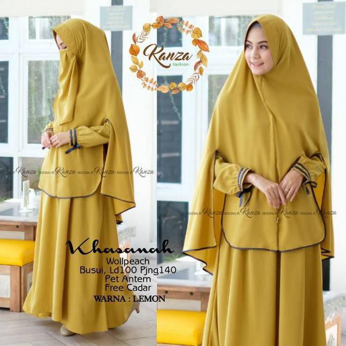 Baju Gamis Wanita Terbaru Polos Khasanah Syari Ori Kanza Plus Cadar