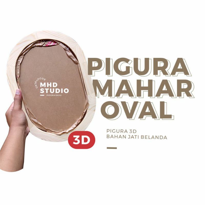Pigura Mahar OVAL  / Frame Mahar OVAL / Mahar Pernikahan Bingkai OVAL Jati Belanda