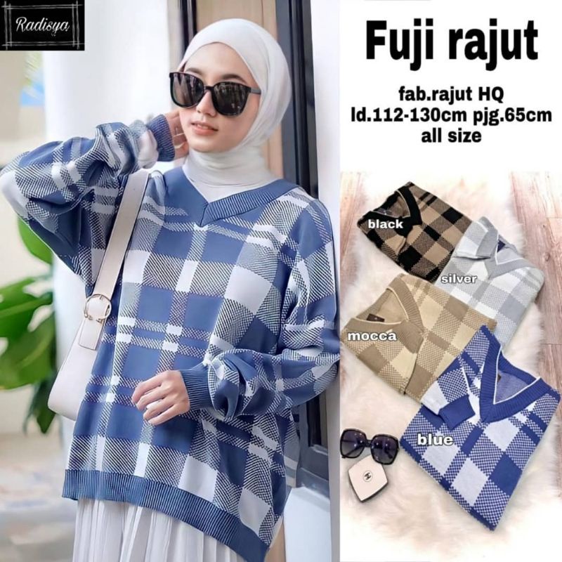 Fuji Rajut blouse jumbo blouse rajut jumbo blouse rajut import blouse muslim blouse wanita jumbo
