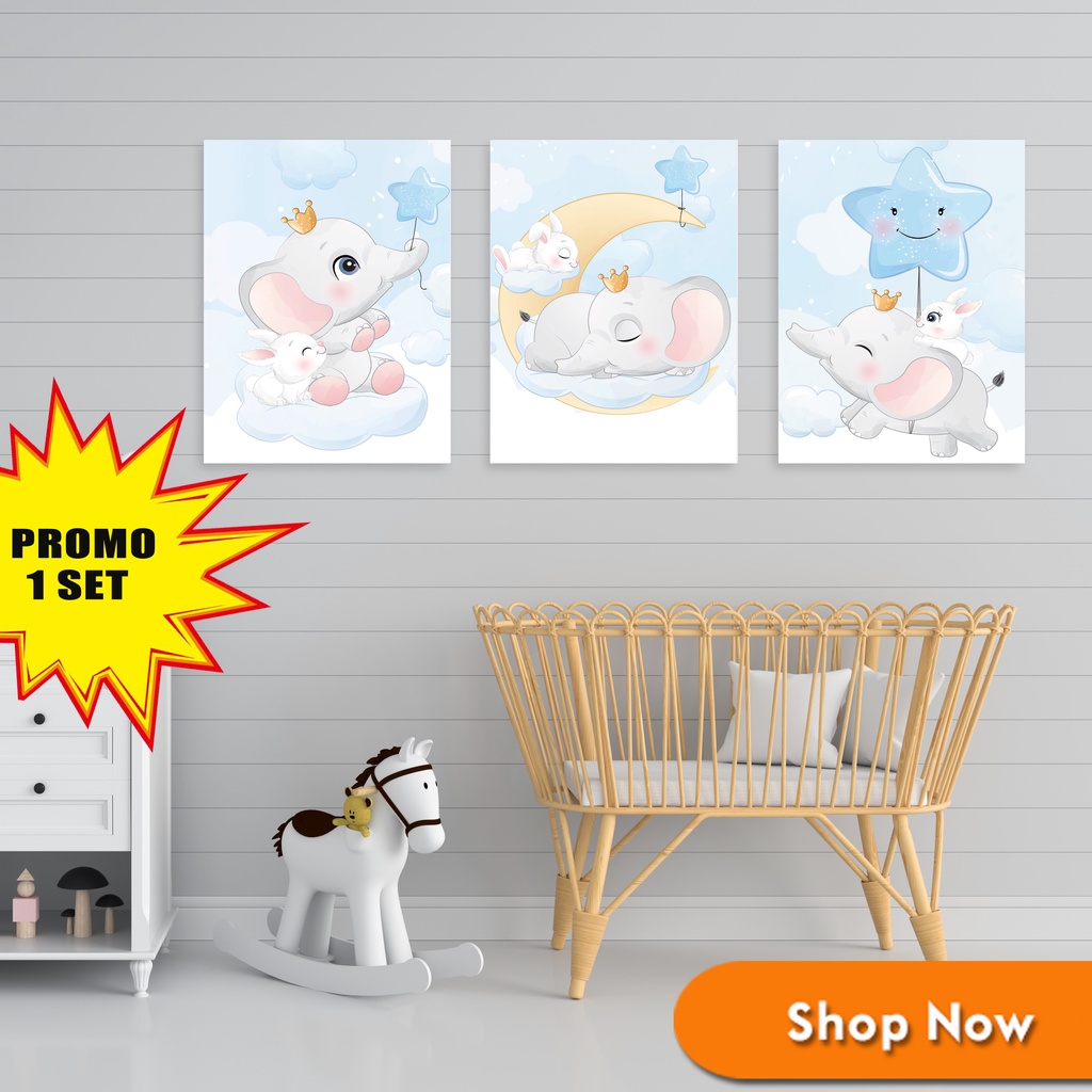 PROMO 1 SET Hiasan Dinding Kamar Bayi (A4) Pajangan Anak Dekorasi Bayi Wall Decor - A&amp;M